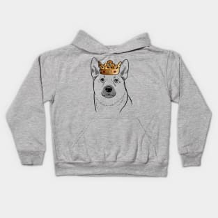 Norwegian Buhund Dog King Queen Wearing Crown Kids Hoodie